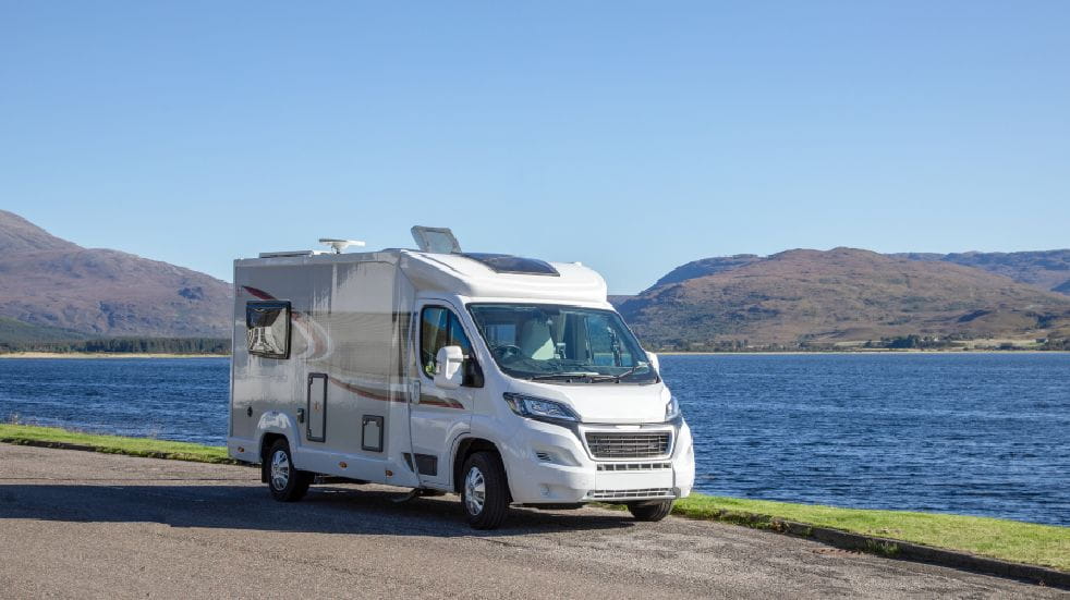 Motorhome by lake